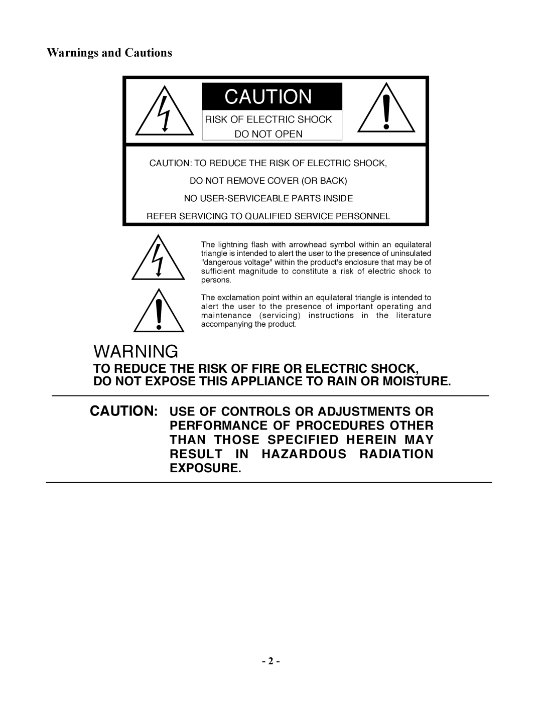 Marantz PMD570 manual Risk of Electric Shock 