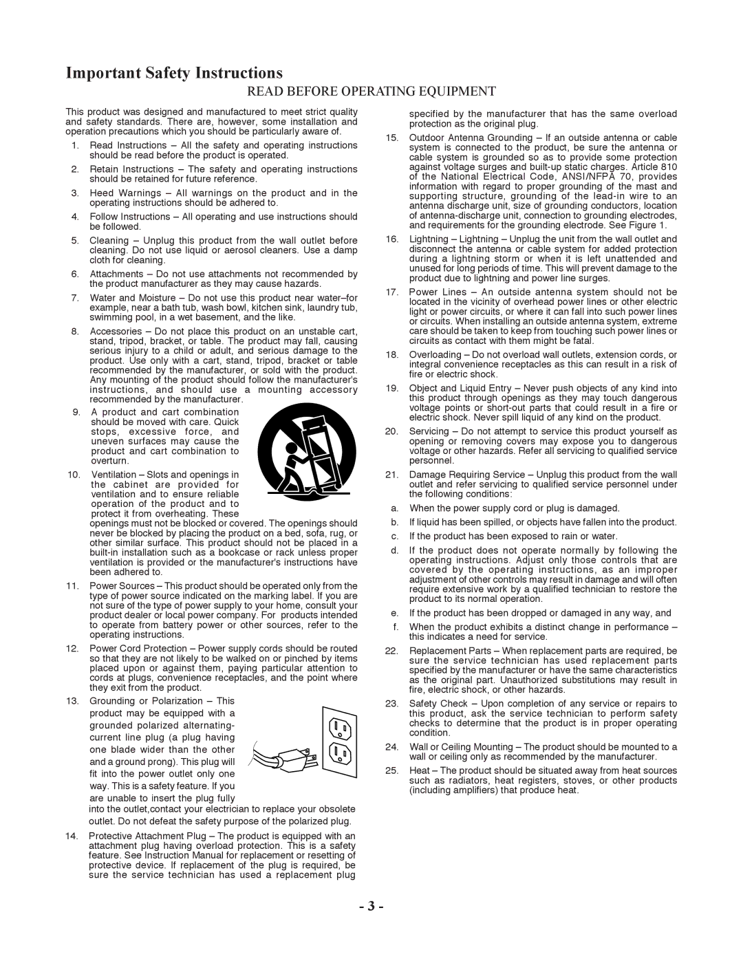 Marantz PMD570 manual Important Safety Instructions 