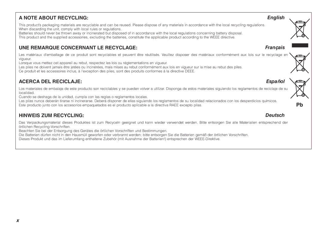 Marantz PMD620MKII manual UNE Remarque Concernant LE Recyclage 