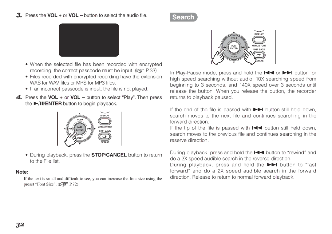 Marantz PMD620MKII manual Search 