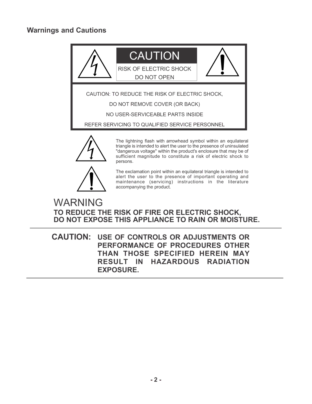 Marantz PMD670 manual Risk of Electric Shock 