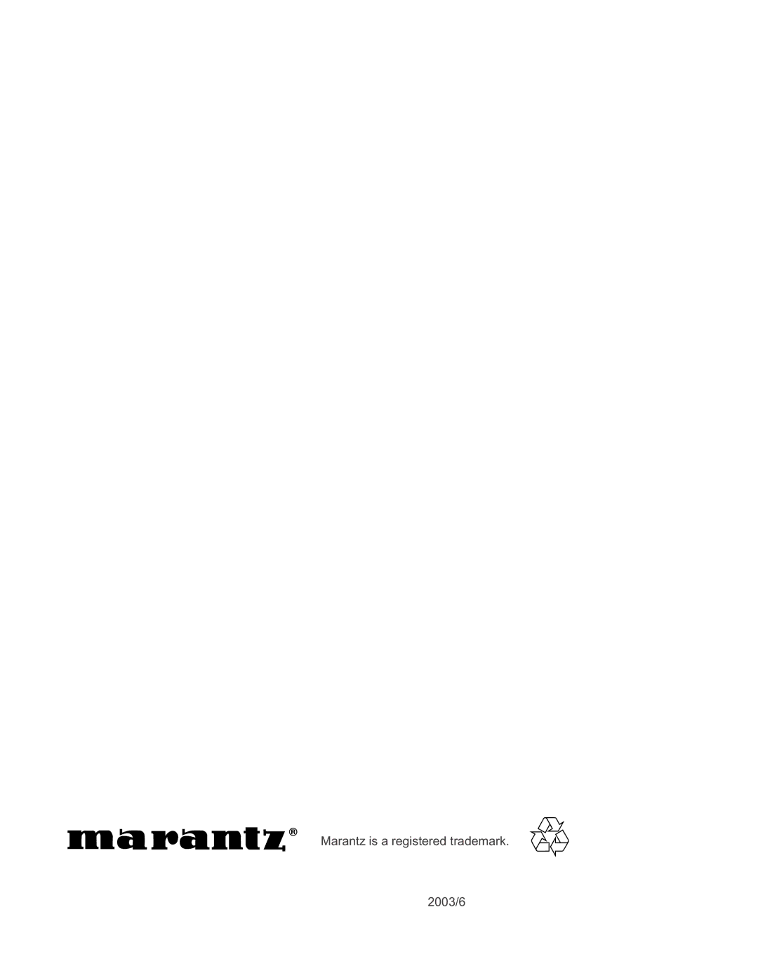 Marantz PMD670 manual Marantz is a registered trademark 2003/6 