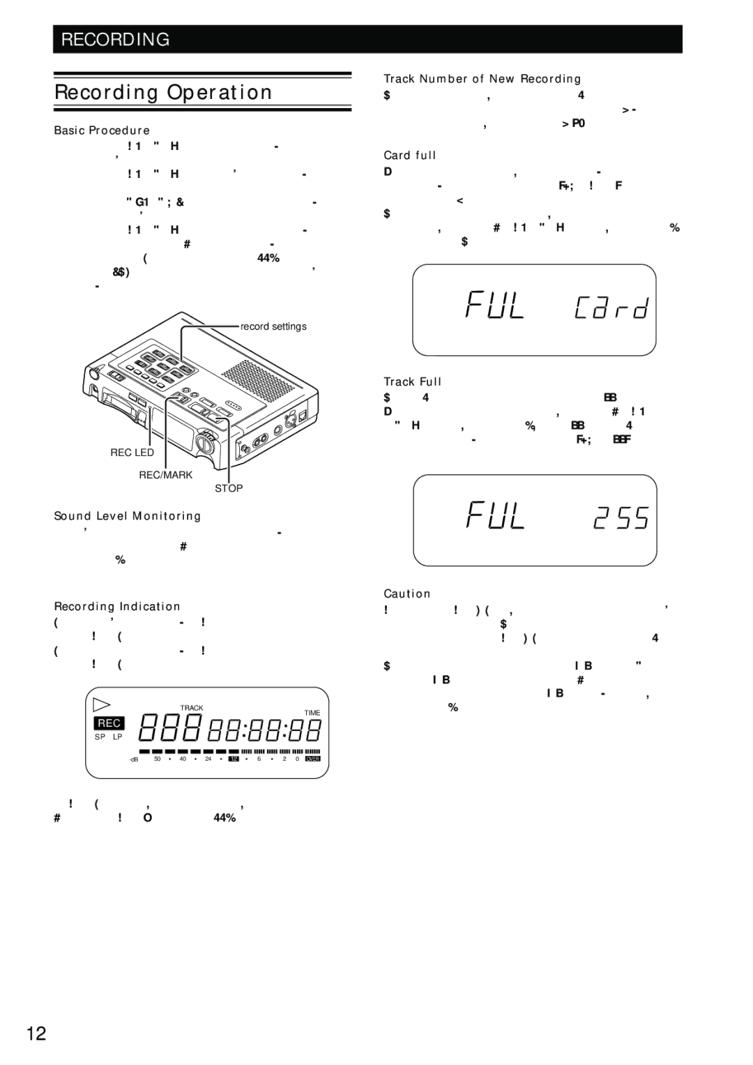 Marantz PMD680 manual Recording Operation 