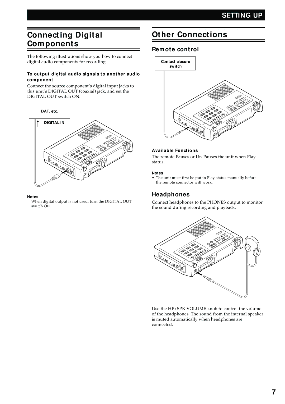 Marantz PMD680 manual Connecting Digital Components, Other Connections, Remote control, Headphones 