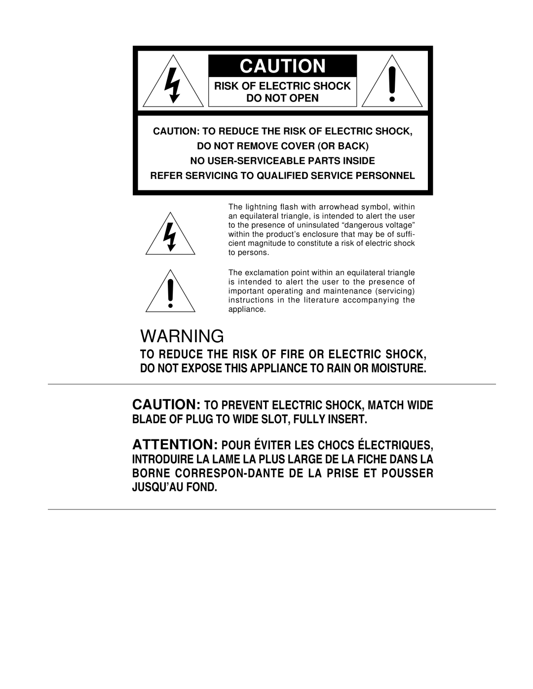 Marantz PMD690 manual Risk of Electric Shock Do not Open 
