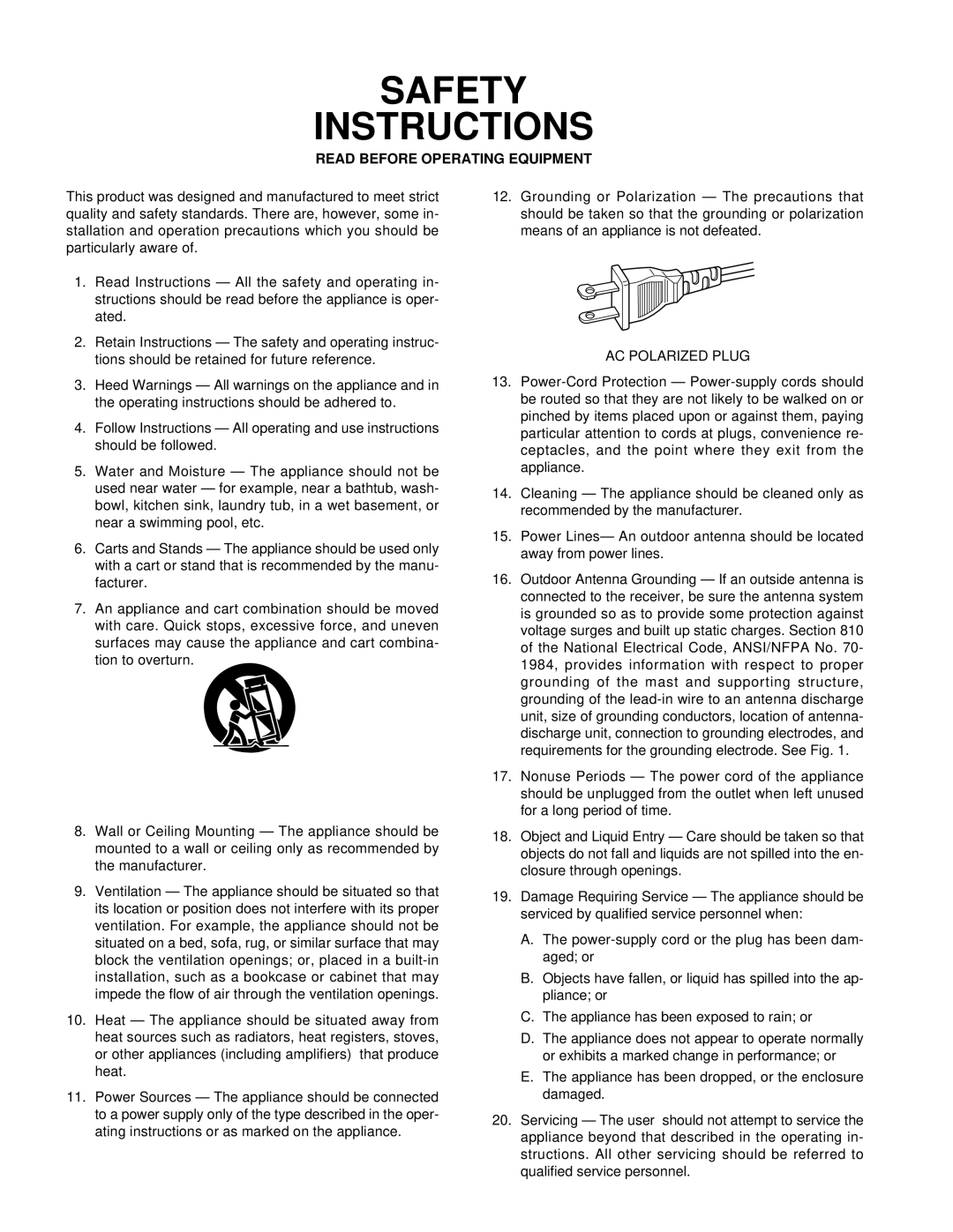 Marantz PMD690 manual Safety Instructions 