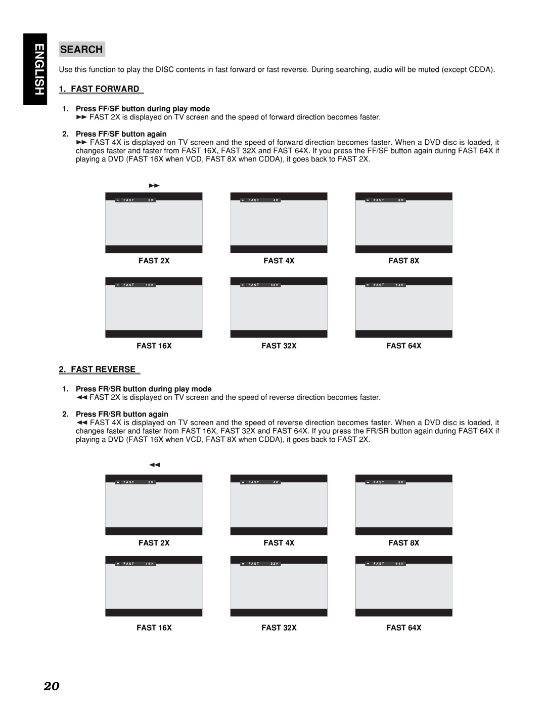 Marantz PMD910 Press FF/SF button during play mode, Press FF/SF button again, Fast, Press FR/SR button during play mode 