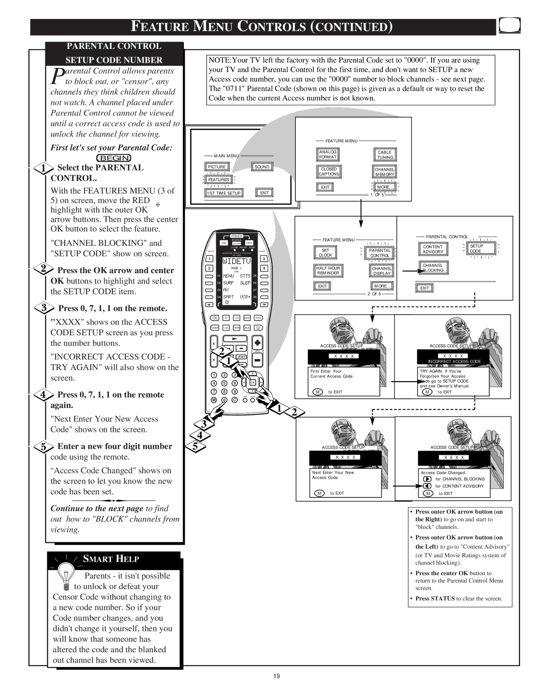 Marantz PV6080, PV5580 manual Parental Control Setup Code Number 