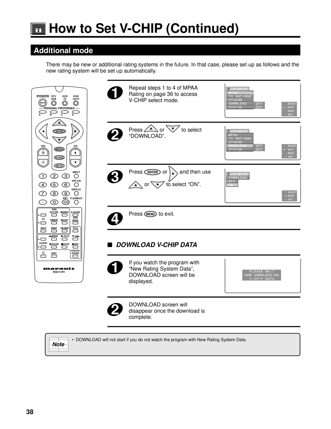 Marantz PV6111W manual Additional mode 