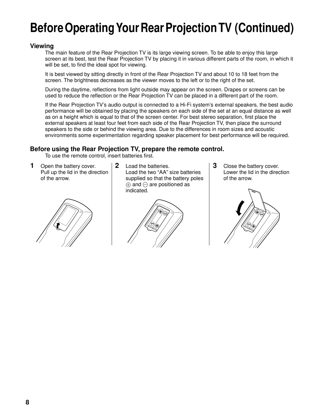 Marantz PV6111W manual Before Operating Your Rear Projection TV 