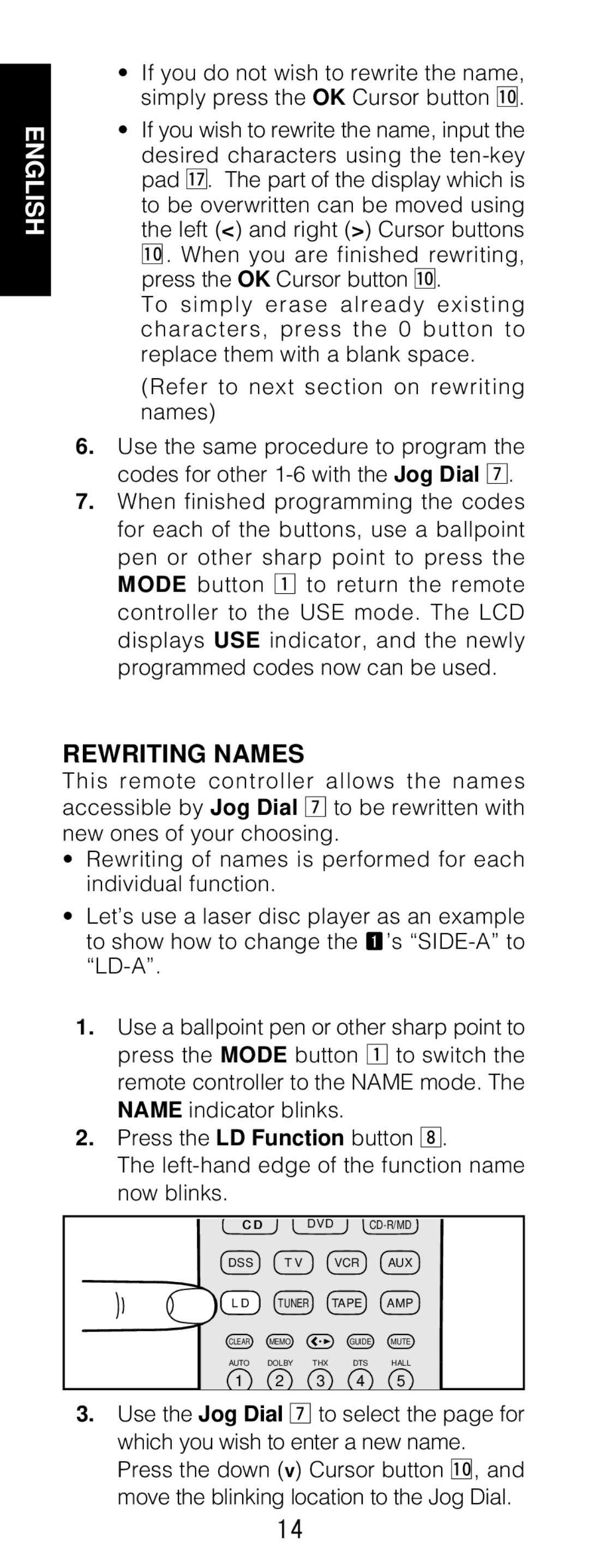 Marantz RC1200 manual Rewriting Names 