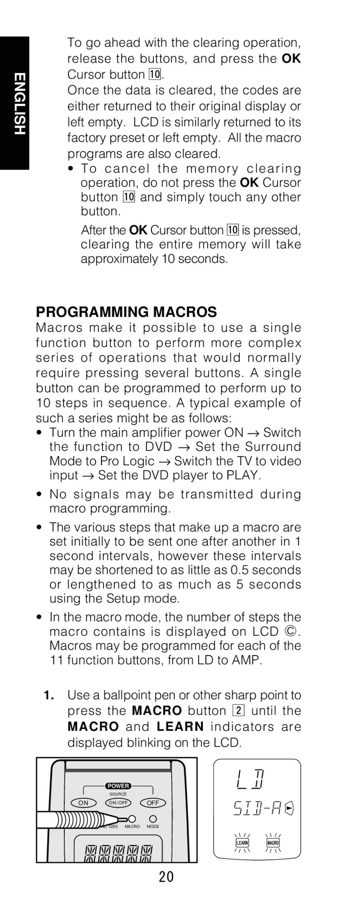 Marantz RC1200 manual Programming Macros 