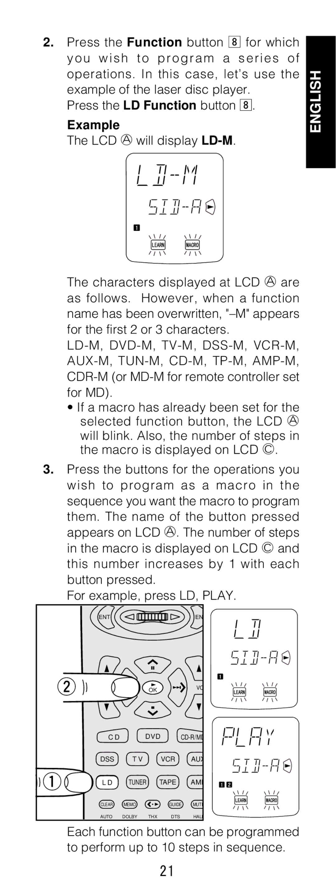 Marantz RC1200 manual Example 