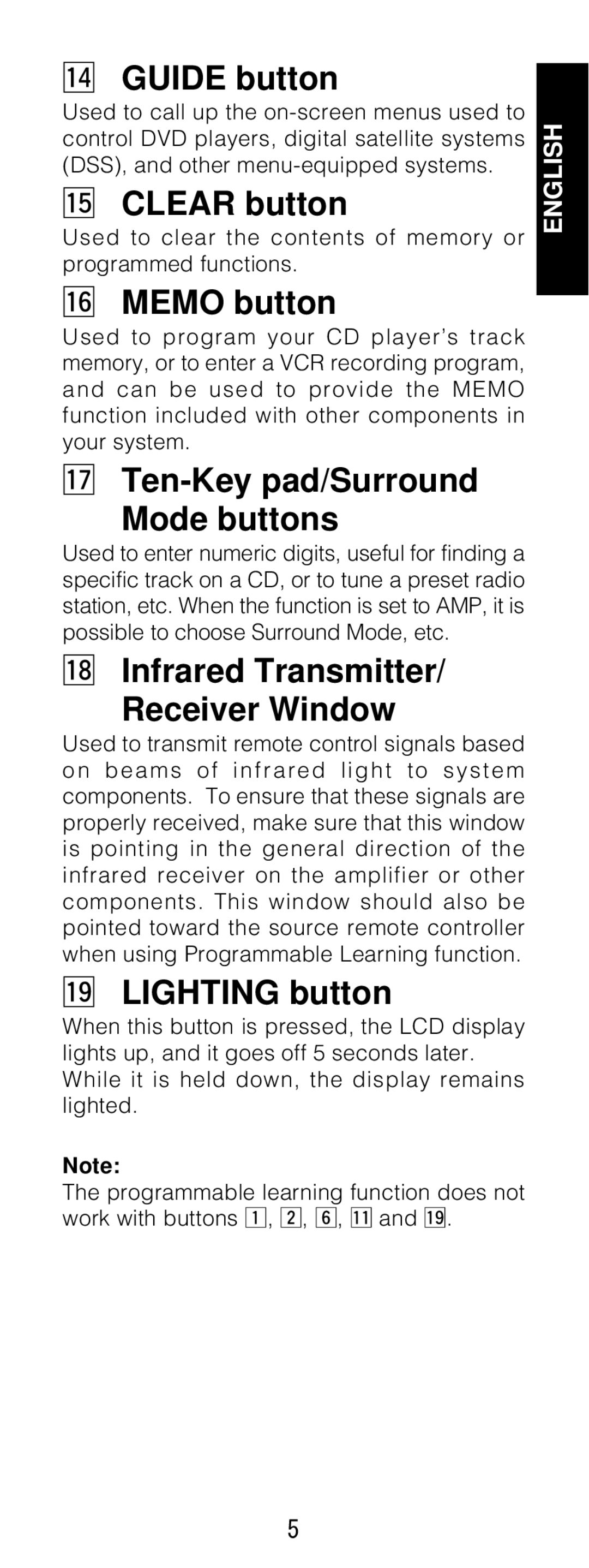 Marantz RC1200 manual ⁄5CLEAR button 