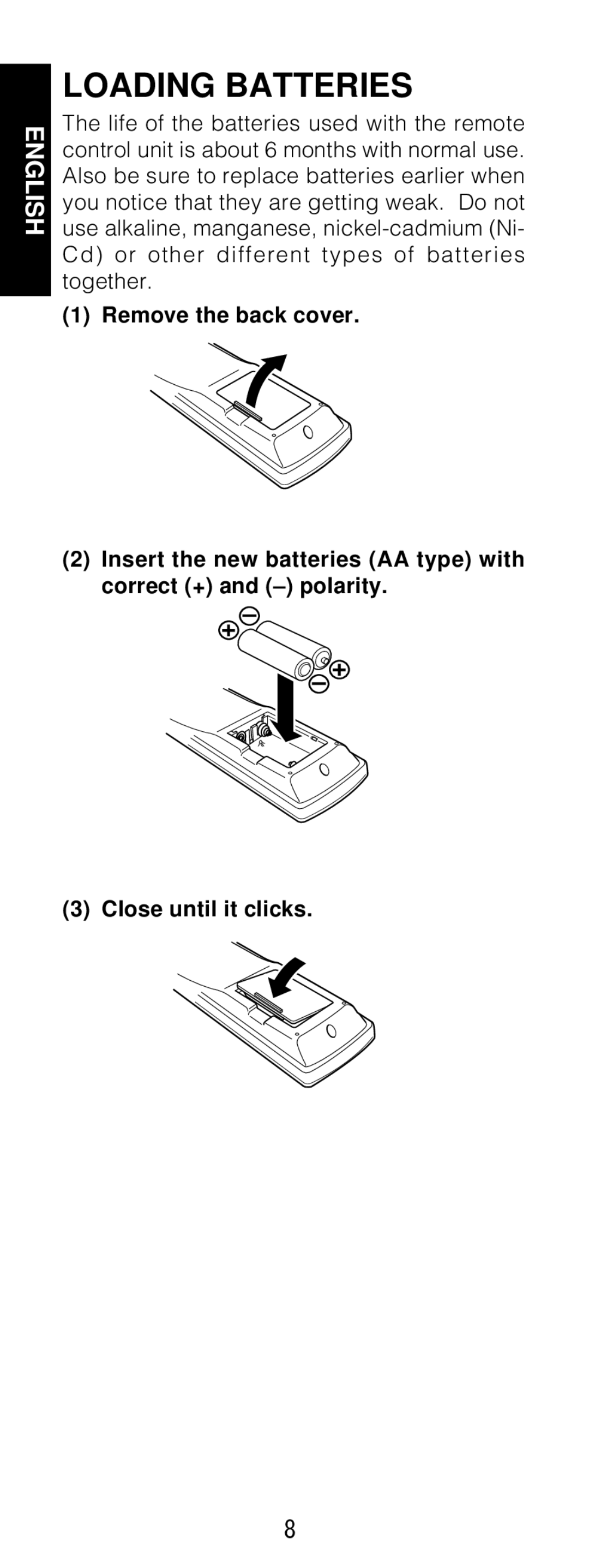 Marantz RC1200 manual Loading Batteries 