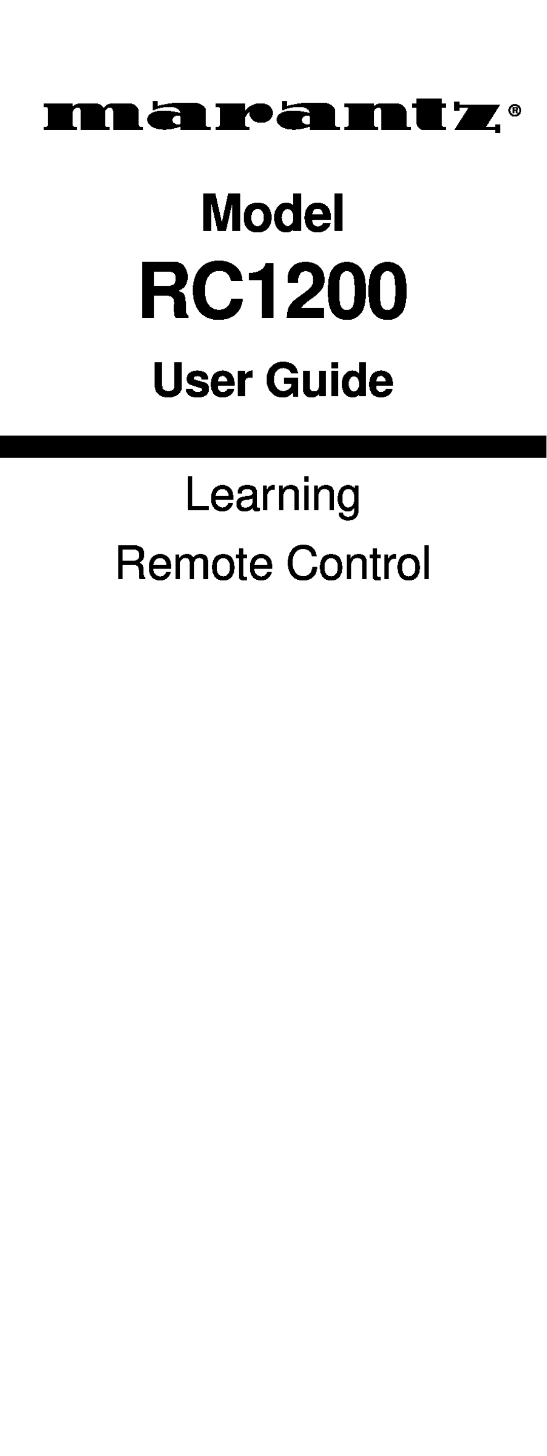 Marantz RC1200 manual Model, User Guide, Learning Remote Control 