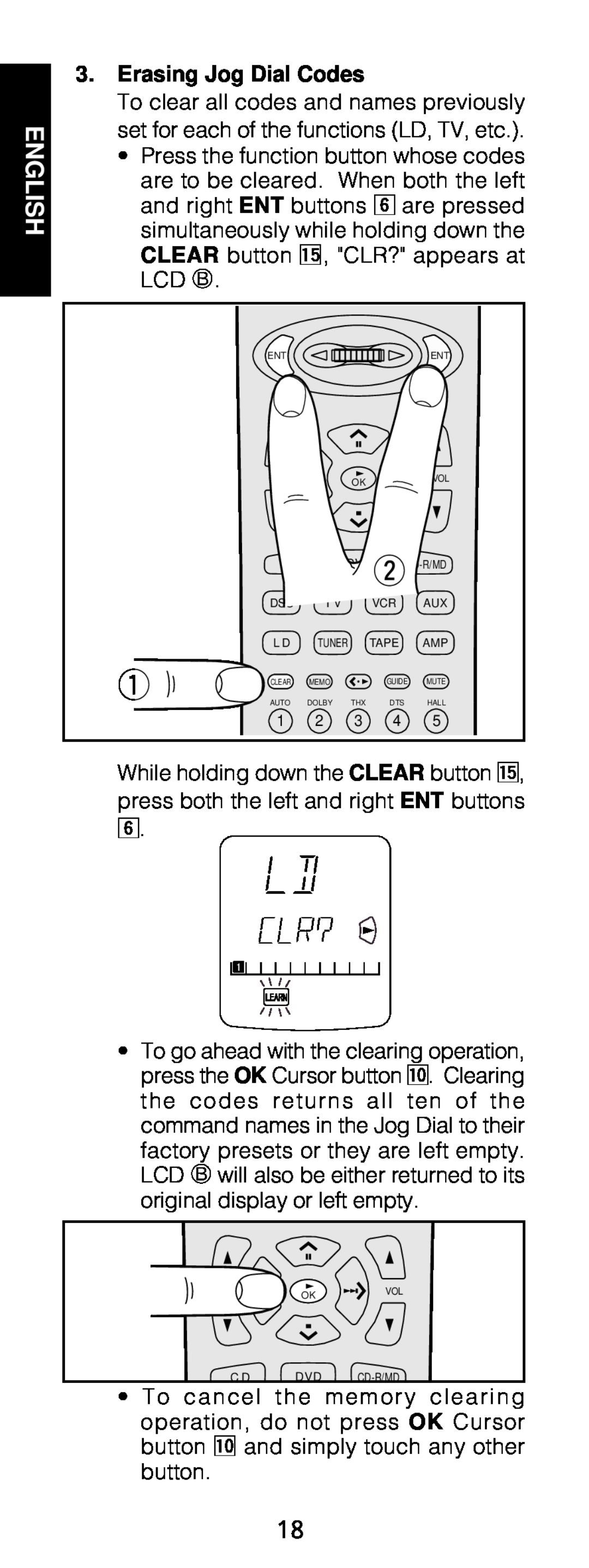 Marantz RC1200 manual Erasing Jog Dial Codes, English 