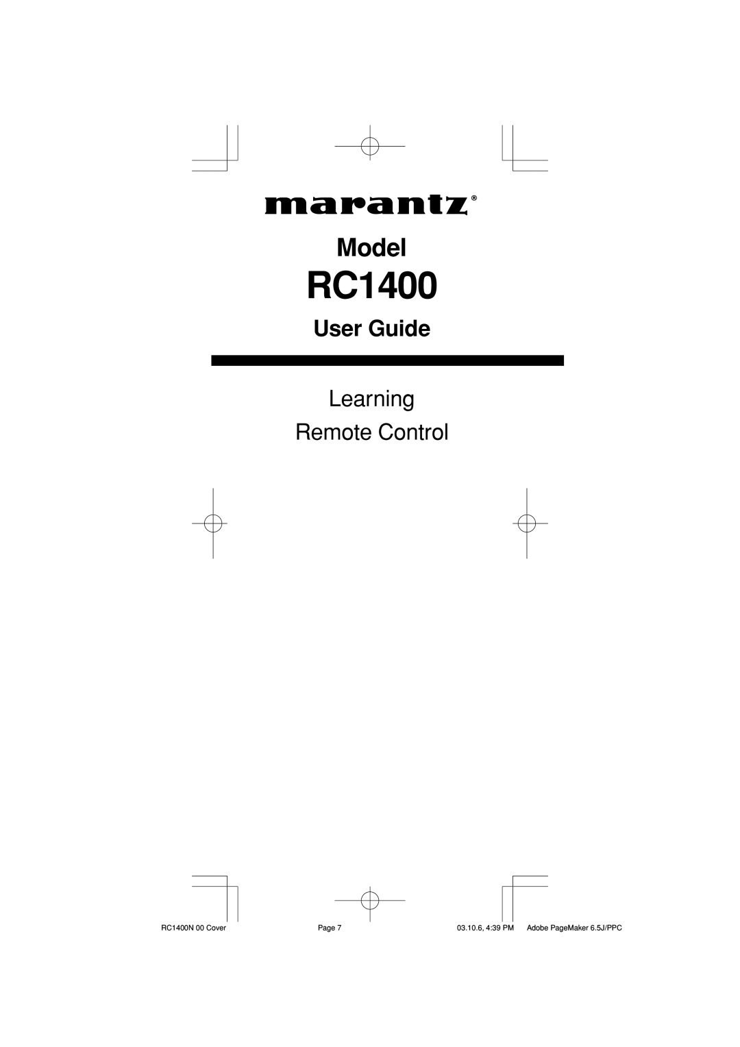 Marantz RC1400 manual 