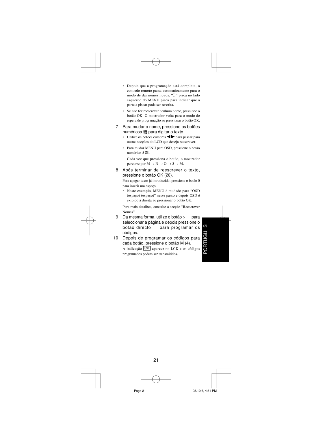 Marantz RC1400 manual Após terminar de reescrever o texto, pressione o botão OK 