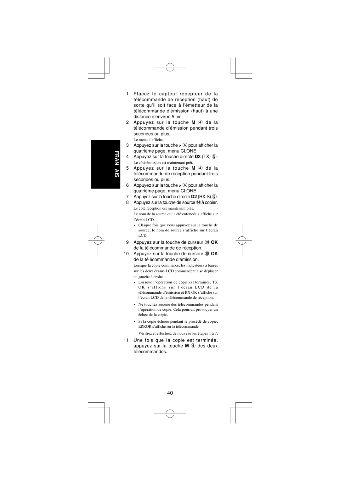 Marantz RC1400 manual Franç AIS 