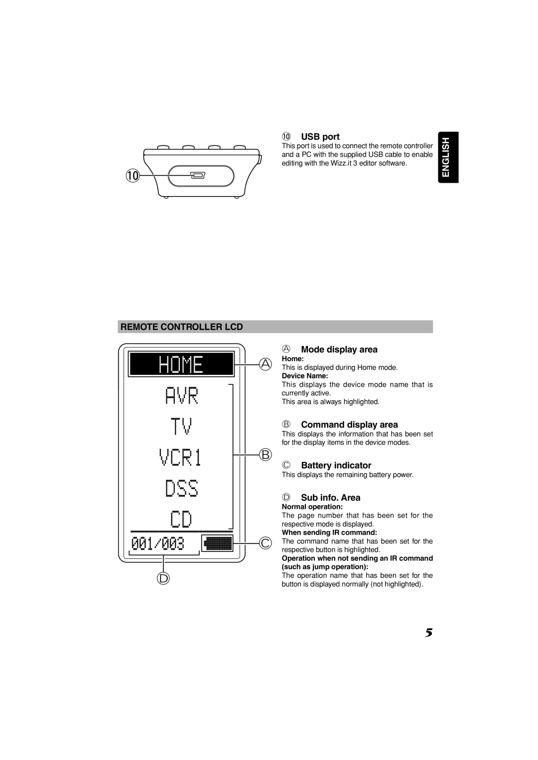 Marantz RC2001 manual Remote Controller LCD 