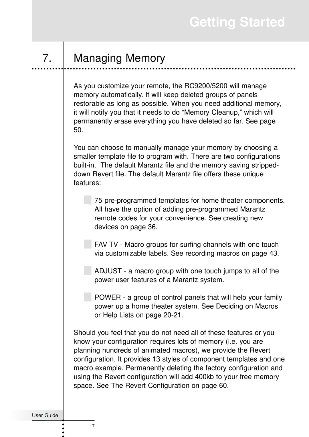 Marantz RC5200 manual Customizing Your RC9200/5200, Managing Memory 