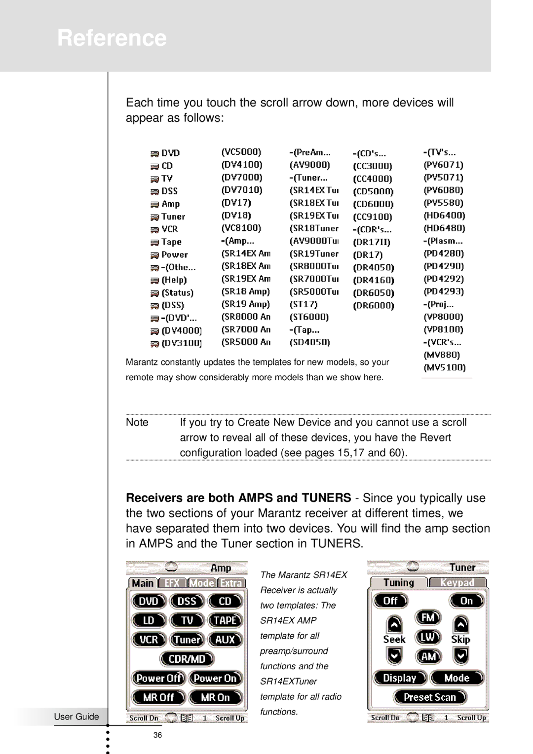 Marantz RC9200, RC5200 manual If you try to Create New Device and you cannot use a scroll 