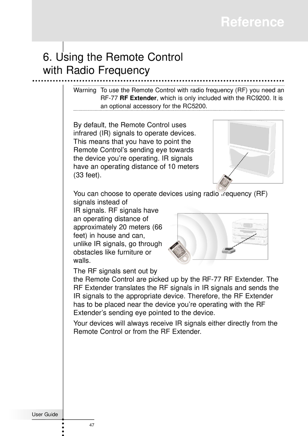 Marantz RC5200, RC9200 manual Using the Remote Control with Radio Frequency 