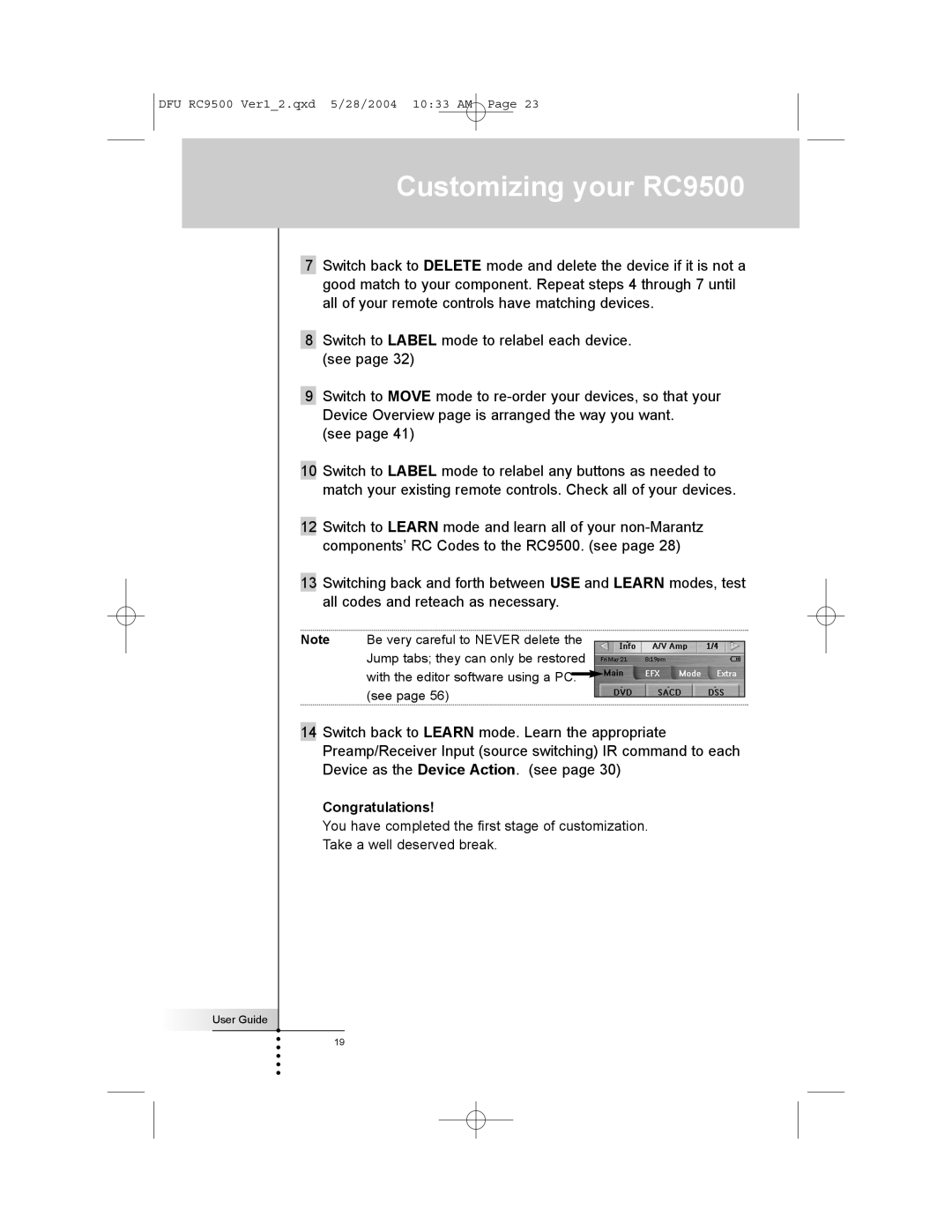 Marantz RC9500 manual Congratulations 