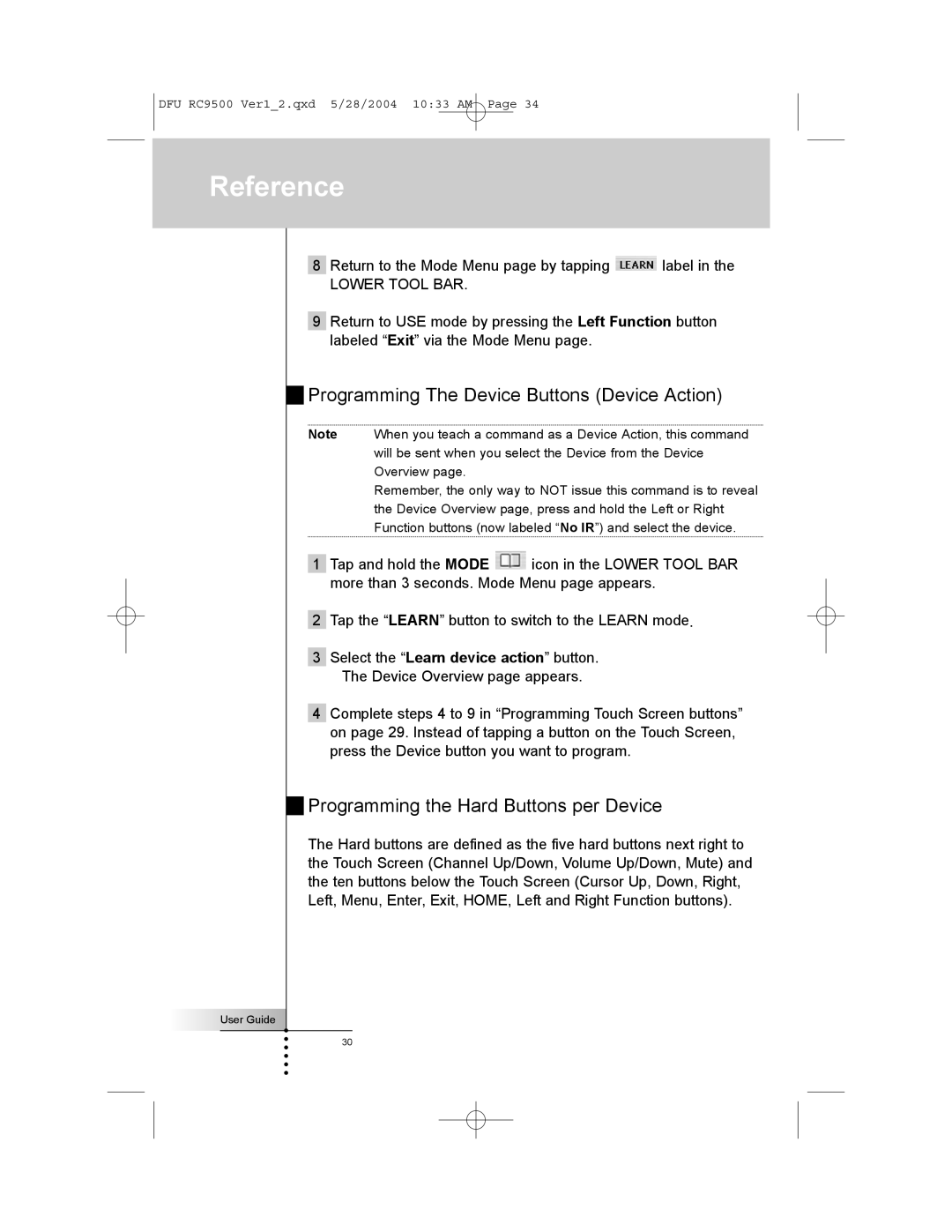 Marantz RC9500 manual Programming The Device Buttons Device Action, Programming the Hard Buttons per Device 