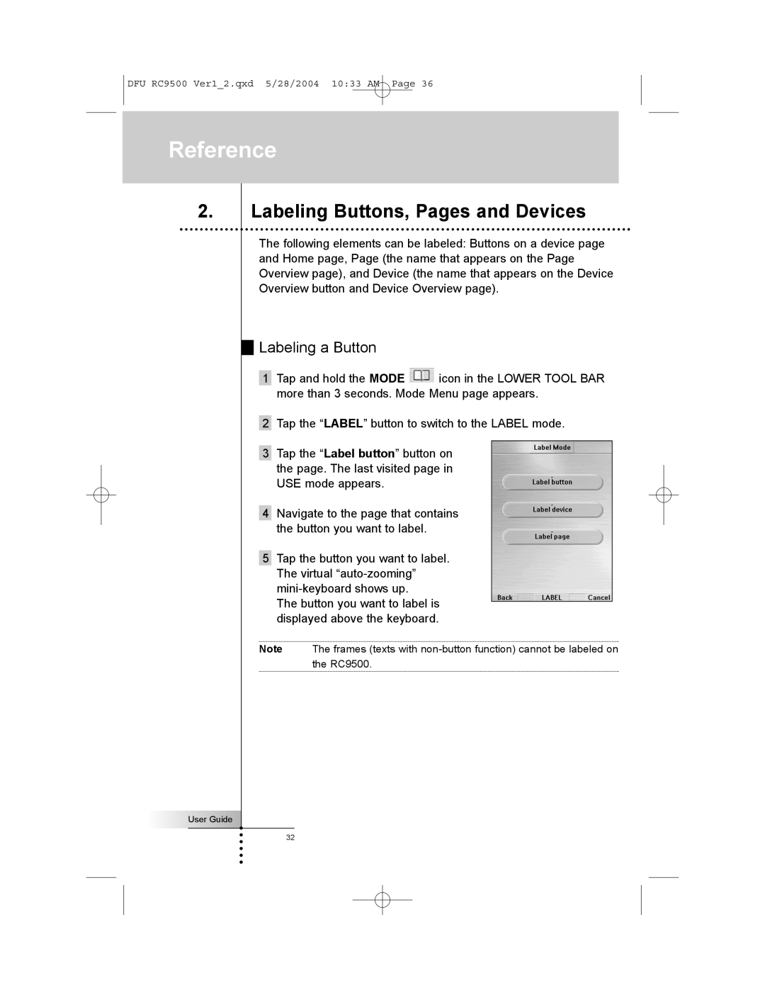 Marantz RC9500 manual Labeling Buttons, Pages and Devices, Labeling a Button 