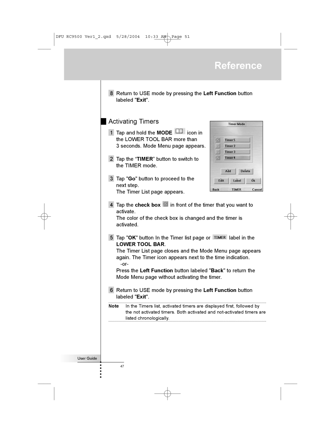 Marantz RC9500 manual Activating Timers 