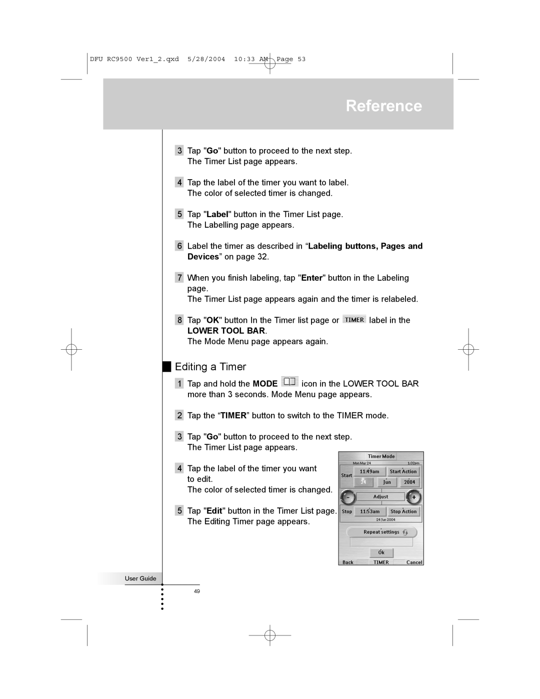 Marantz RC9500 manual Editing a Timer 