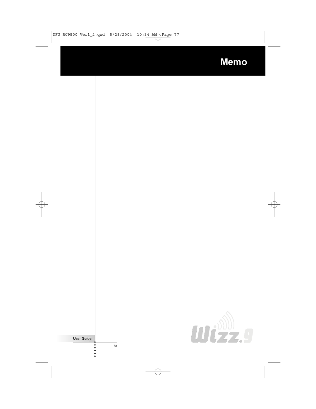 Marantz RC9500 manual Memo 