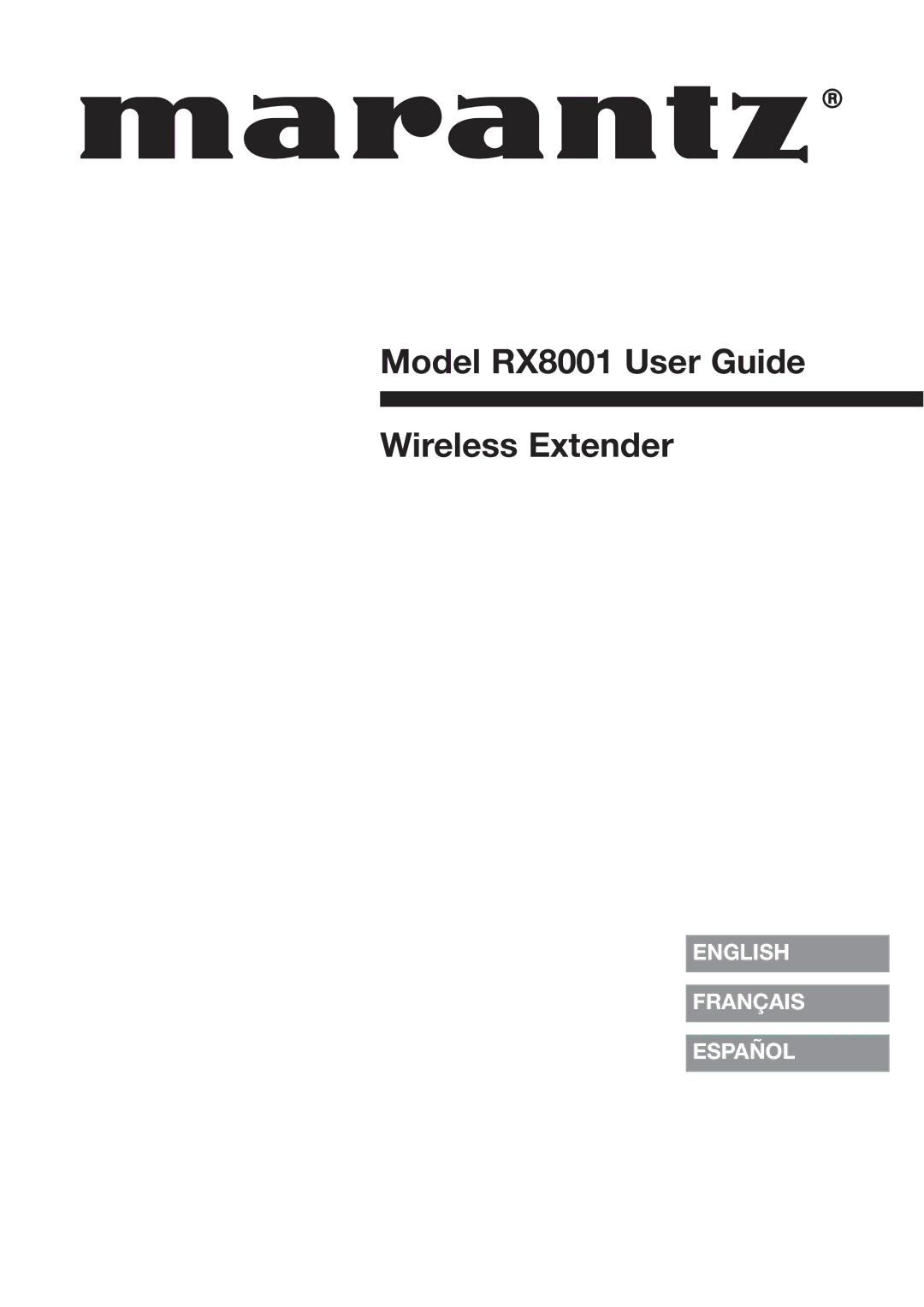 Marantz manual Model RX8001 User Guide Wireless Extender 