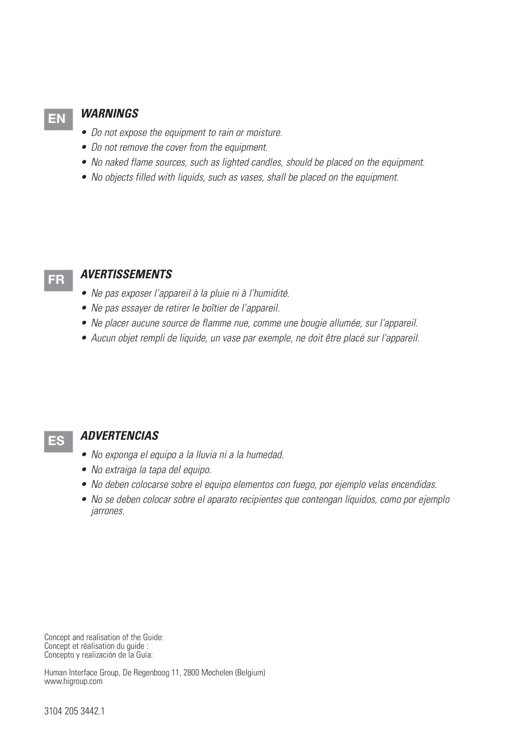 Marantz RX8001 manual Avertissements 