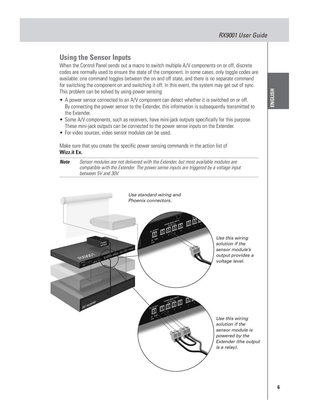 Marantz RX9001 manual Using the Sensor Inputs, Wizz.it Ex 