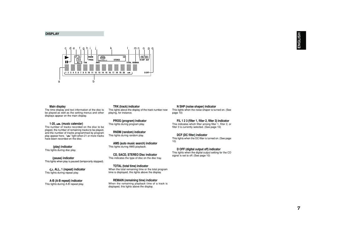 Marantz SA-11S1 manual Display 