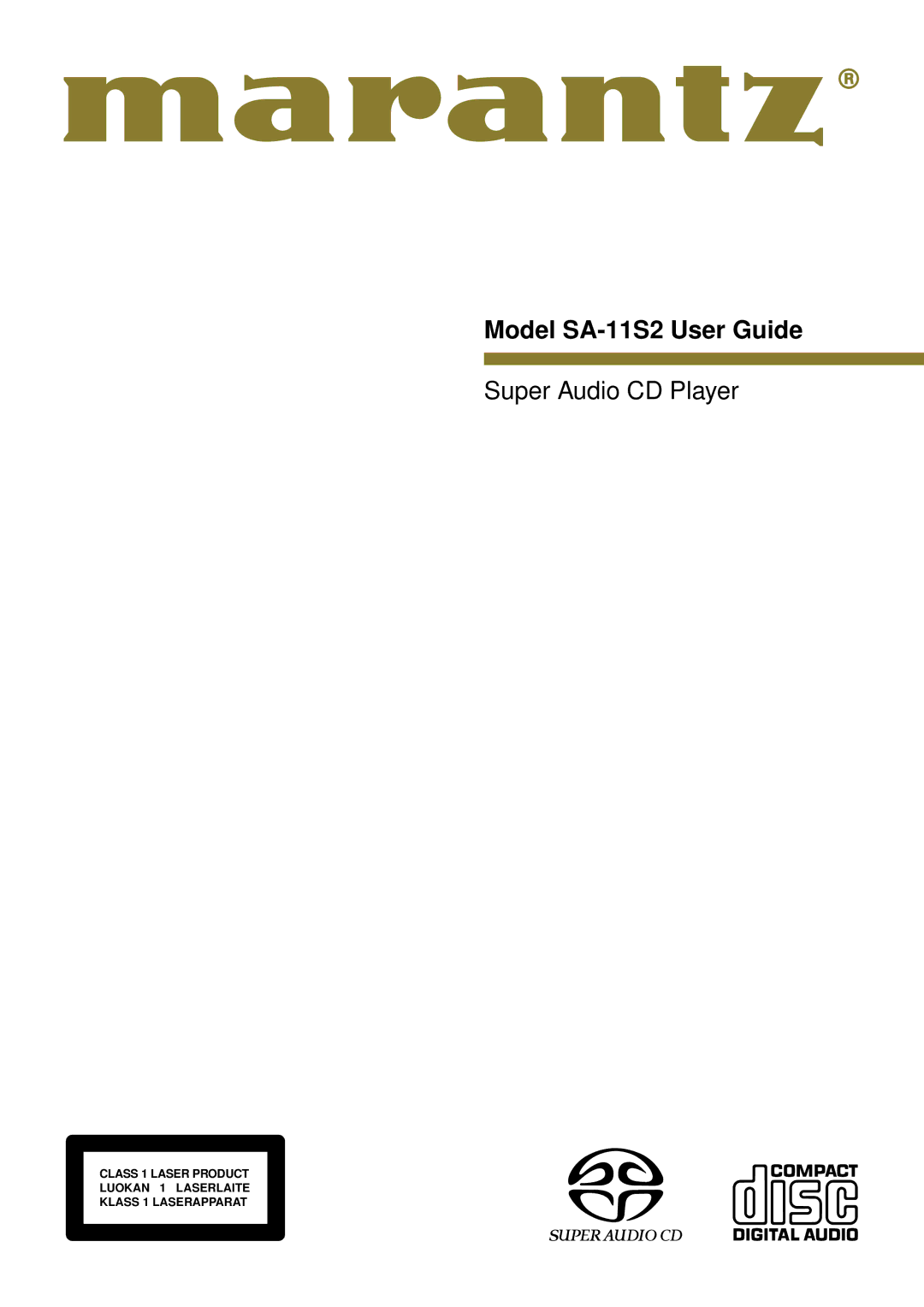 Marantz manual Model SA-11S2 User Guide 