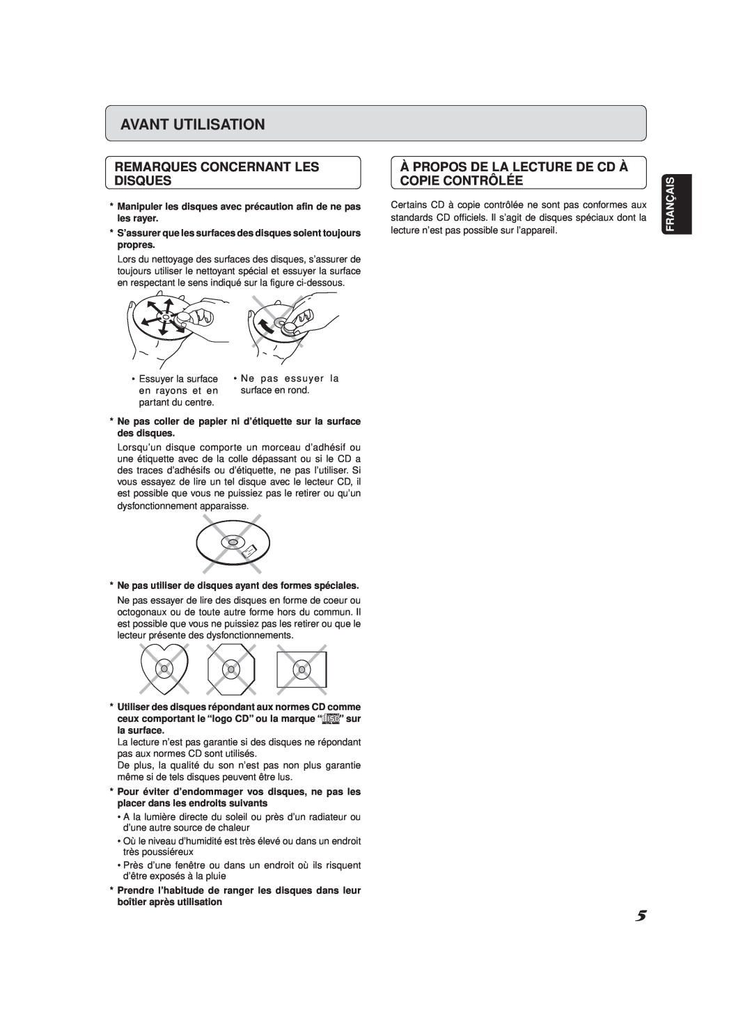 Marantz SA-11S2 manual Avant Utilisation, Remarques Concernant Les Disques, À Propos De La Lecture De Cd À Copie Contrôlée 