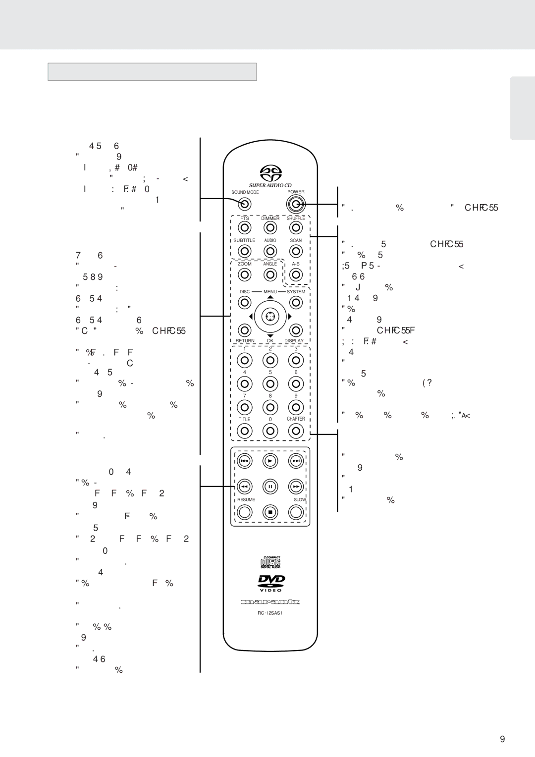 Marantz SA-12S1 manual Remote control, ∞ Previous previous track/title/chapter/index 2 Play 