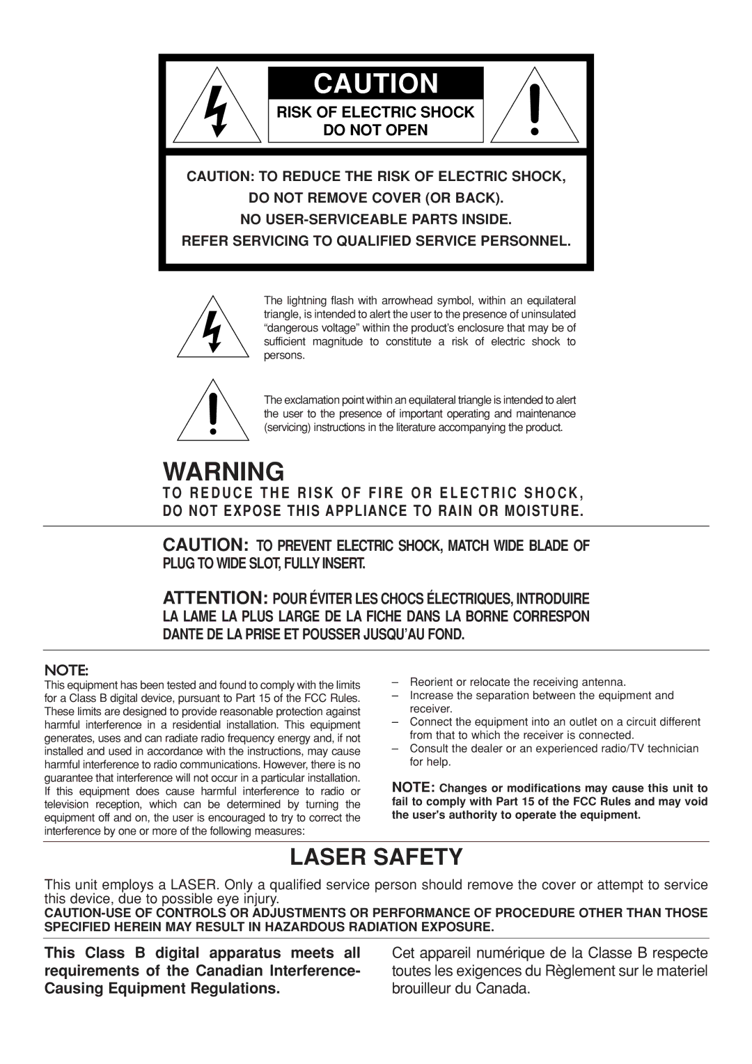 Marantz SA-12S1 manual Laser Safety 