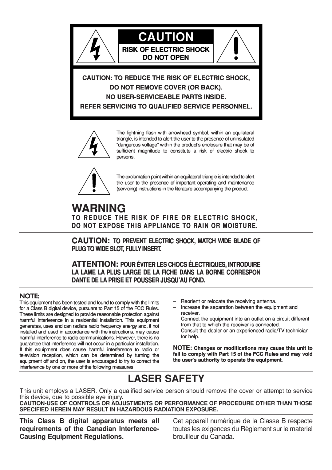 Marantz SA-12S1 manual Laser Safety 