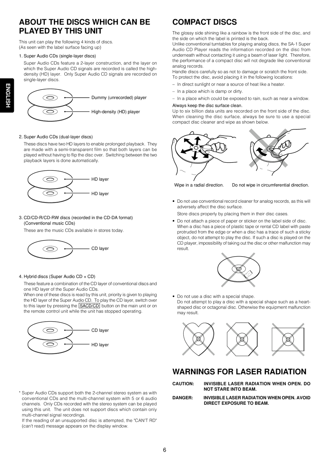 Marantz SA-14 manual About the Discs Which can be Played by this Unit, Compact Discs 