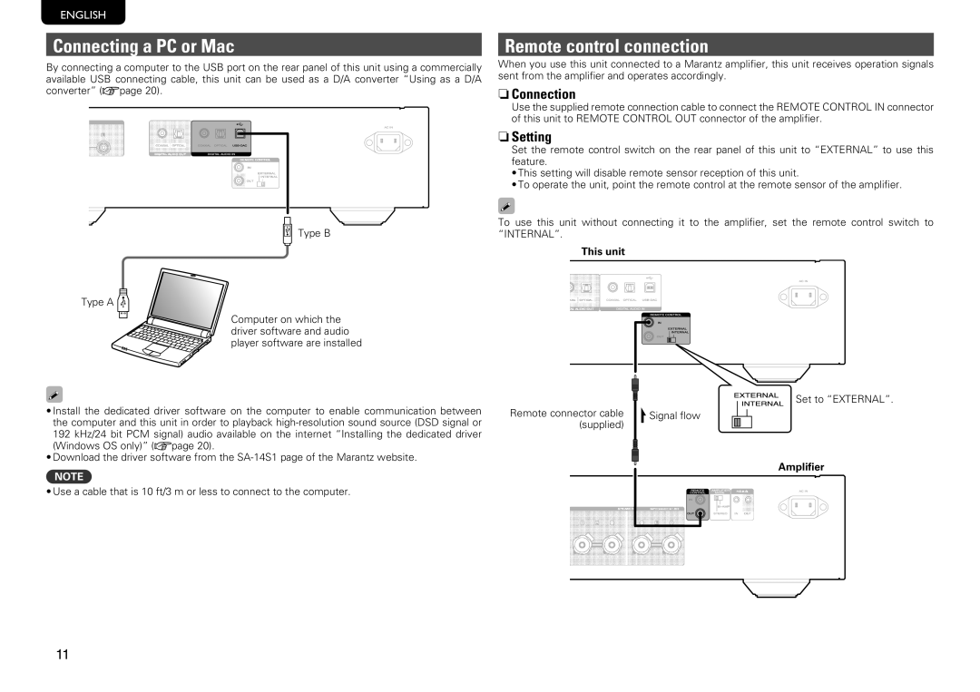 Marantz SA-14S1 owner manual Connecting a PC or Mac, Remote control connection, NnConnection, NnSetting, This unit 