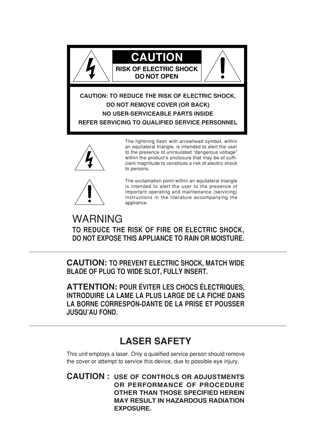 Marantz SA-15S1 manual Laser Safety 