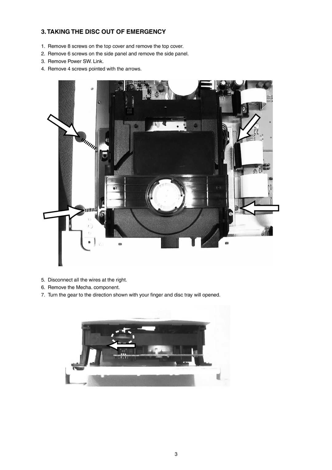 Marantz SA-17S1 service manual Taking the Disc OUT of Emergency 