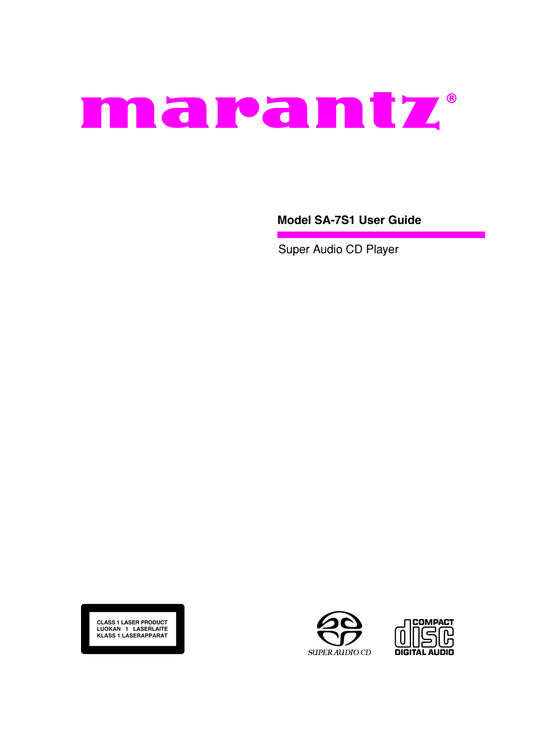 Marantz manual Model SA-7S1 User Guide 