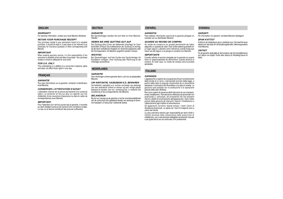 Marantz SA7001 manual English 