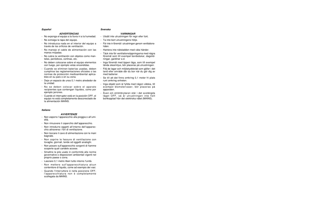 Marantz SA7001 manual Advertencias 